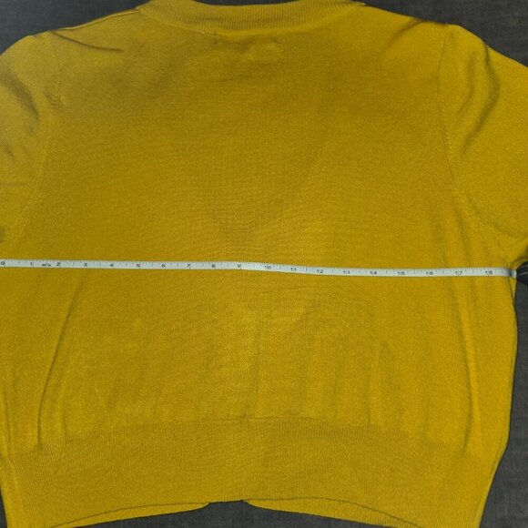 MAK Sweater 3/4 Sleeve Soft Girl Lightweight Cropped Cardigan XL Mustard Yellow - Picture 13 of 15